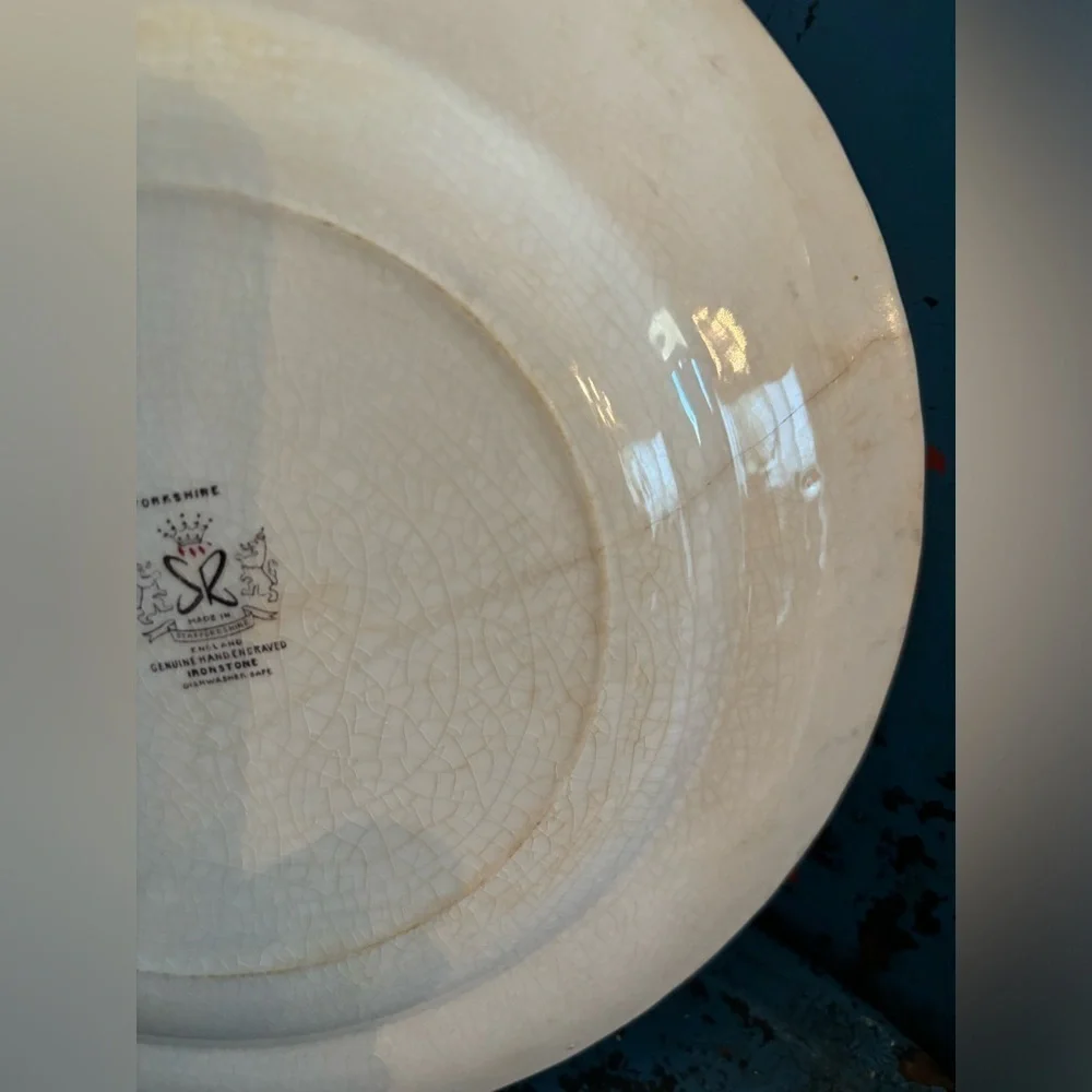 Vintage Yorkshire England Ironstone Plate. 10” Autumn | Farm | Hay Cart 1950’s